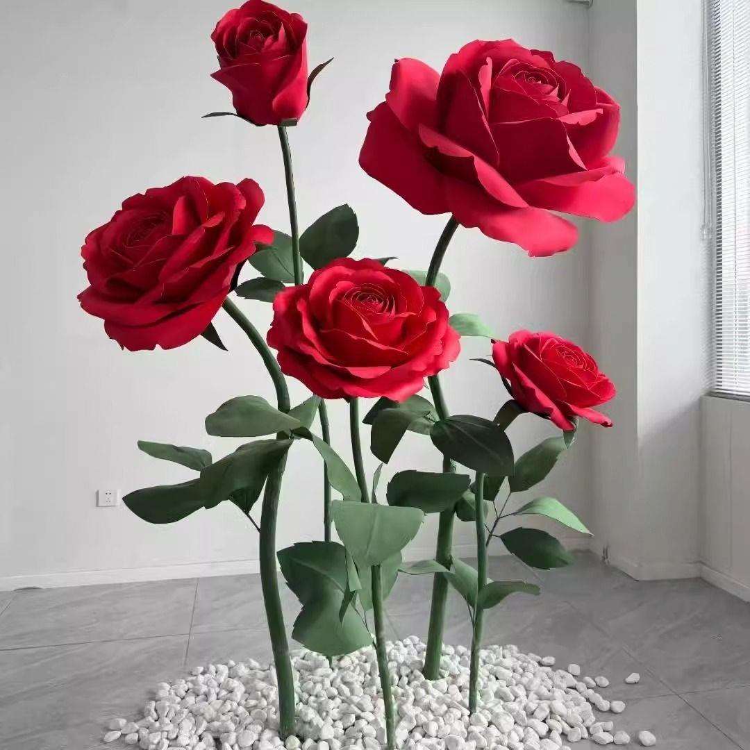 eva巨型纸花玫瑰花大型婚庆纸花橱窗装饰婚礼防水仿真花场景布置