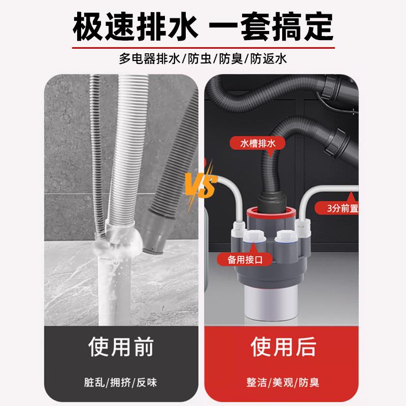 全屋软水机净水下水三通前置过滤器三分四分排水管下水器接头
