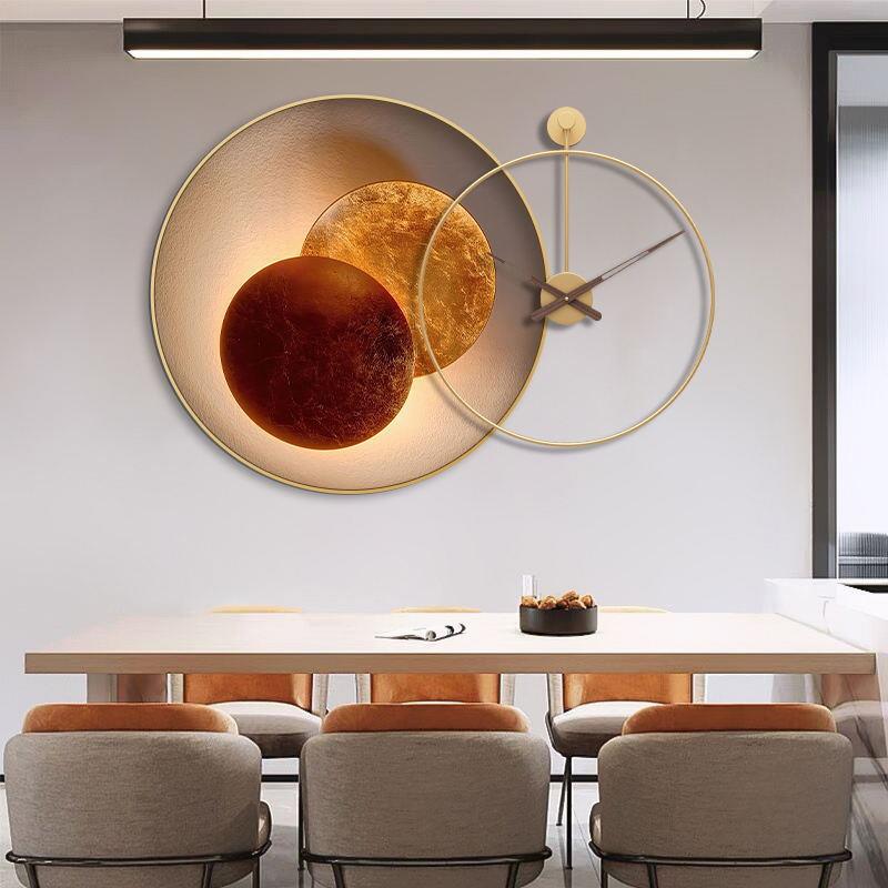 现代简约餐厅装饰画饭厅墙壁装饰个性创意时钟画轻奢餐桌时尚挂画