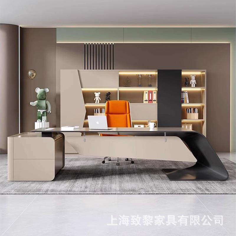 新款老板桌高端烤漆时尚大气办公桌现代简约工作台轻奢高档大班台