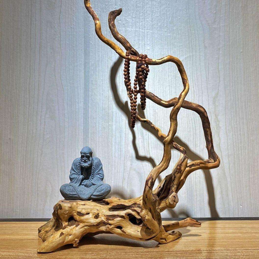 崖柏树根木雕根雕摆件天然风化木枯木禅意玄关家居客厅挂串树枝