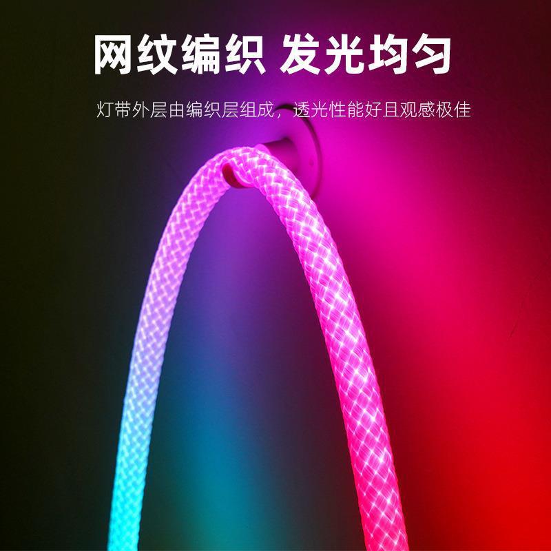 跨境商超霓虹编织灯带柔性360度发光炫彩龙鳞纹路网红智能跑马灯