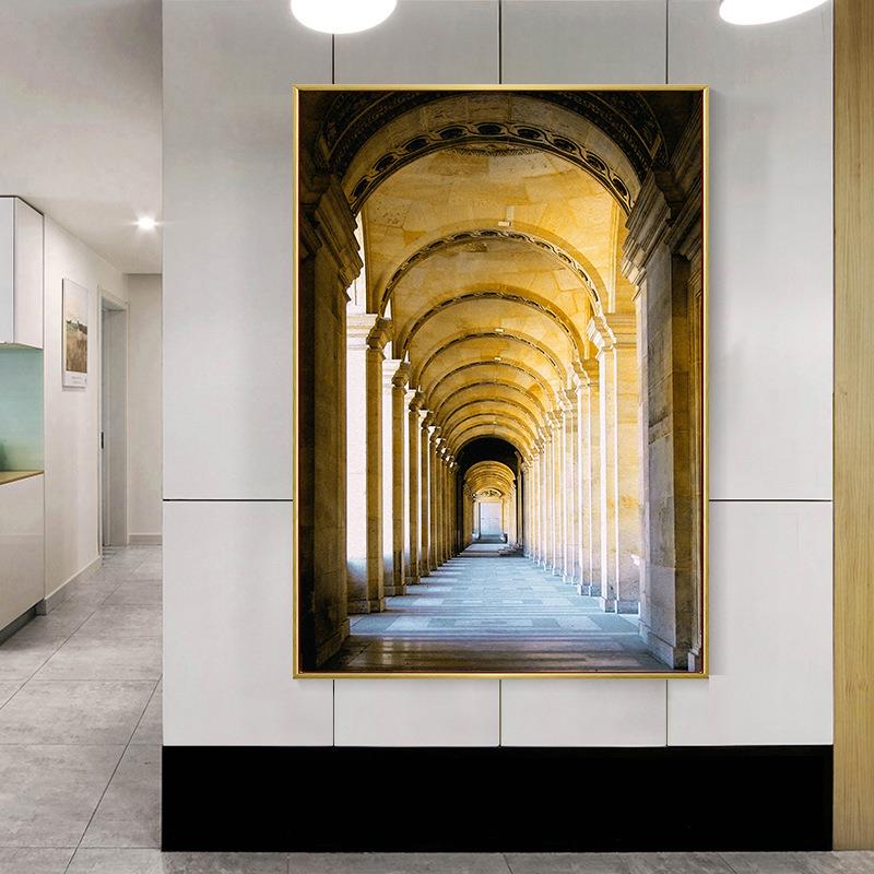 入户玄关装饰画建筑走廊过道尽头挂画竖版国画现代简约抽象壁画