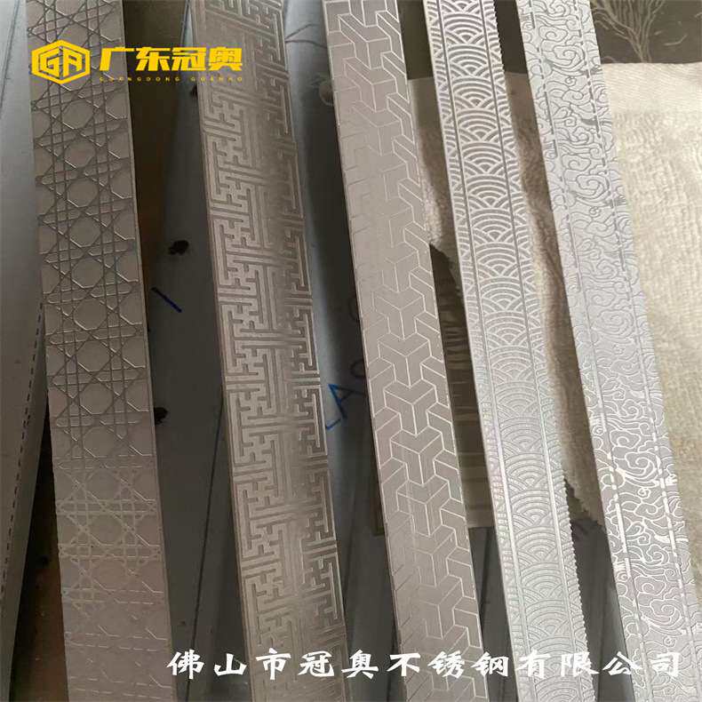 不锈钢T条蚀刻回字纹万字花鱼鳞纹线条   铝合金雕花腰线规格丰富
