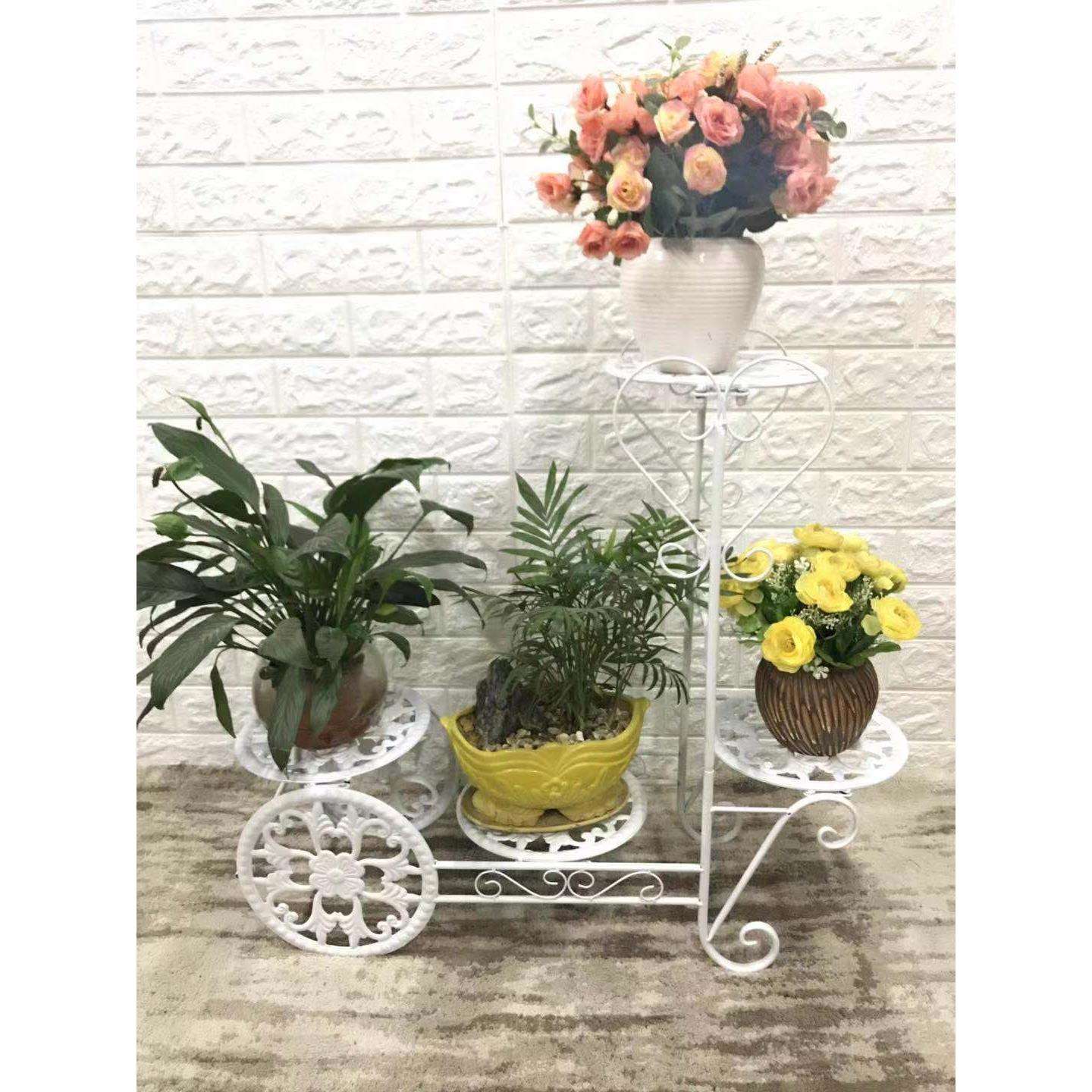迪界新品北欧花架四盘花架室内阳台客厅花架铁艺多层展示架置物架