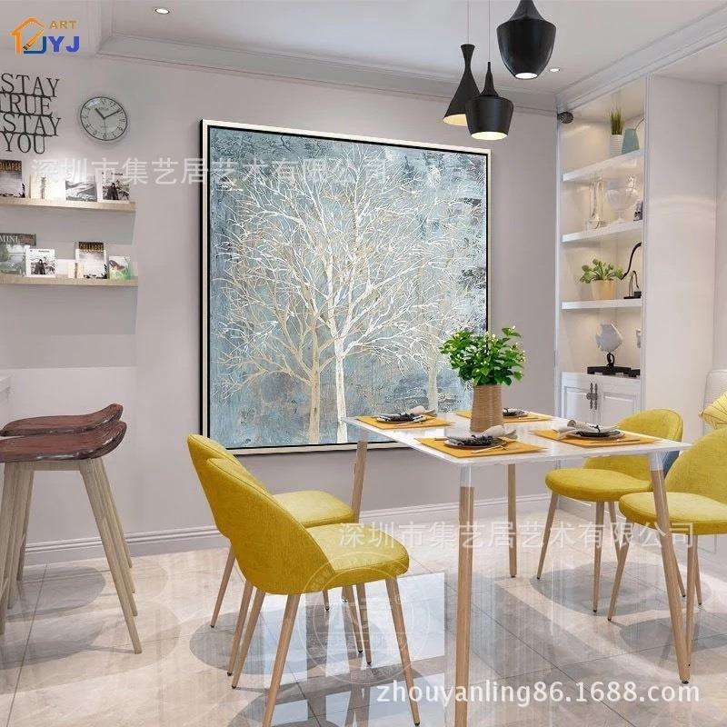 北欧风金银树集艺居手绘油画现代抽象装饰画卧室玄关过道挂画壁画