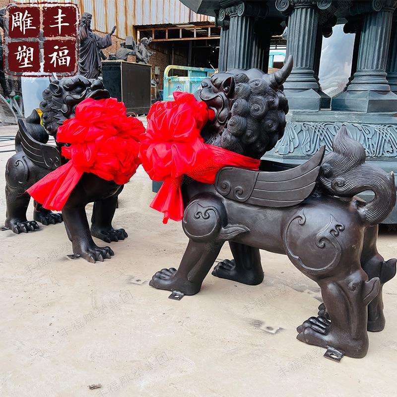 铜雕貔貅一对银行酒店门口 铸铜动物铜貔貅铜麒麟独角兽雕塑摆件