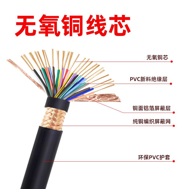 国标RVVP屏蔽信号线20芯~40芯多芯控制电缆纯铜屏蔽电缆线护套线