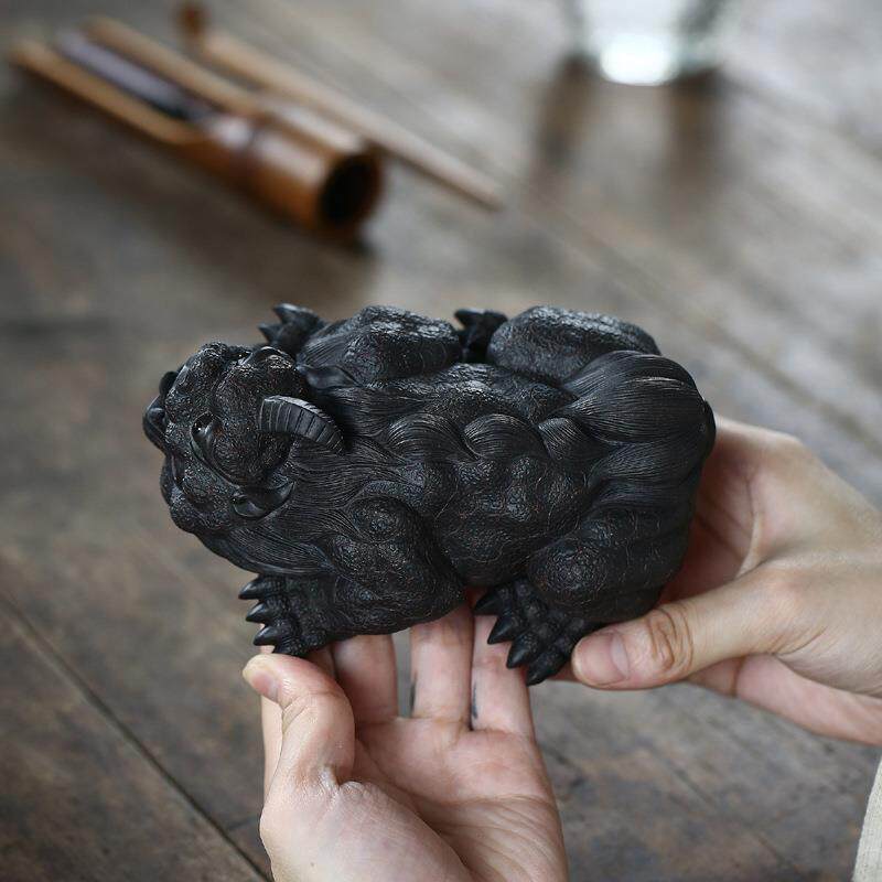 宜兴纯全手工紫砂貔貅茶宠可养 王者归来创意招财摆件家居装饰
