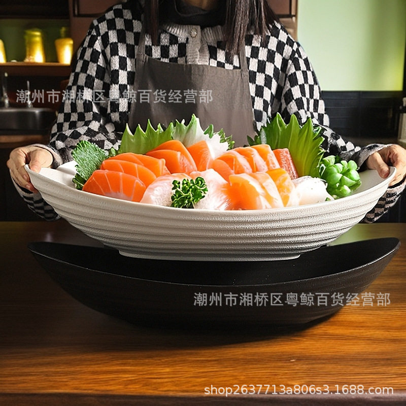 陶瓷三文鱼刺身盘冰盘海鲜姿造鱼雕盘拼盘意境菜餐具日料创意餐具