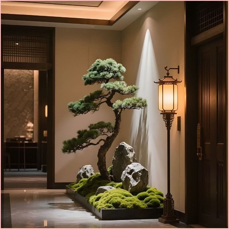 仿真松树迎客松假松树美人松中式茶馆装饰室内景观绿植造景造型树