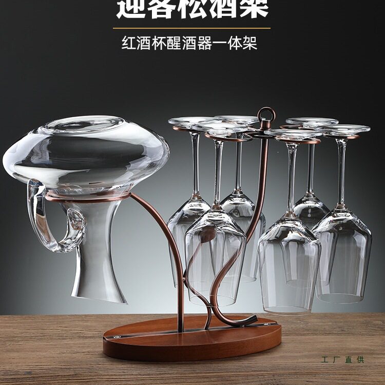 欧式实木红酒杯醒酒器一体创意悬倒挂高脚杯架子酒柜家用摆件装饰