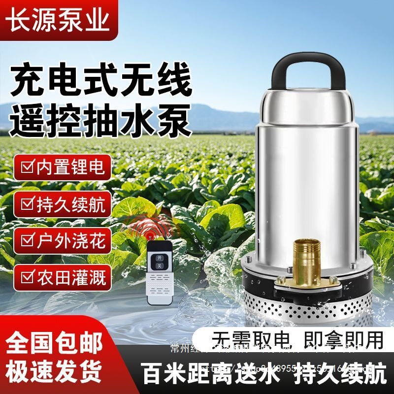 无线遥控抽水泵锂电远程开关家用浇菜农田灌溉2V小型直流潜水泵