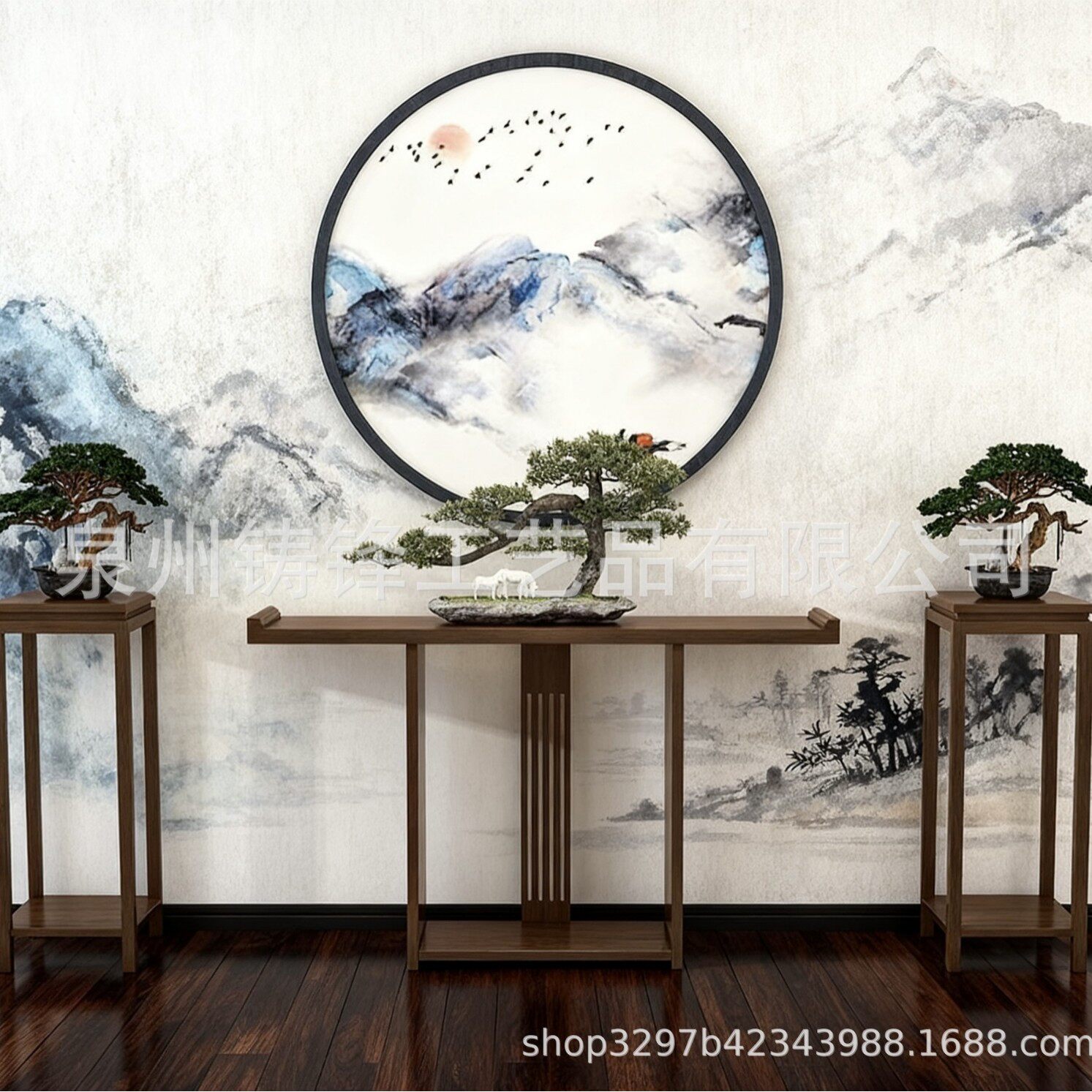 新中式玄关柜禅意靠墙门厅端景台实木入户条案供桌现代简约置物架