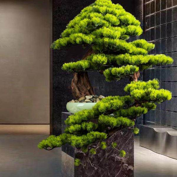 仿真迎客松大型摆件售楼部假松树绿植茶室盆景客厅办公室家饰装饰