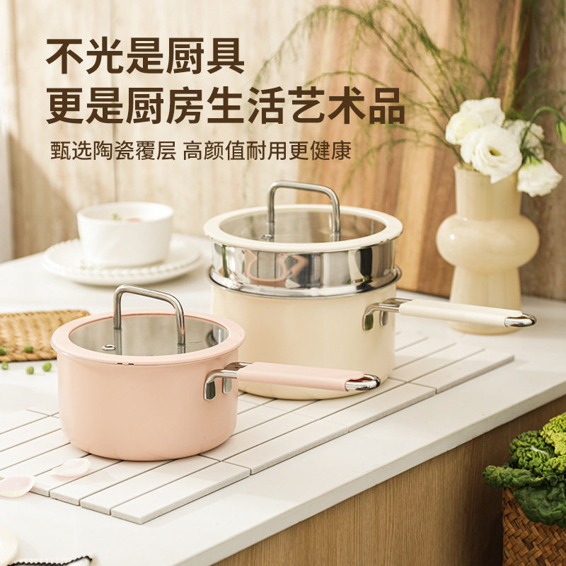 食品级316不锈钢奶锅家用煮粥汤锅宝宝辅食锅奶锅泡面锅炉灶通用