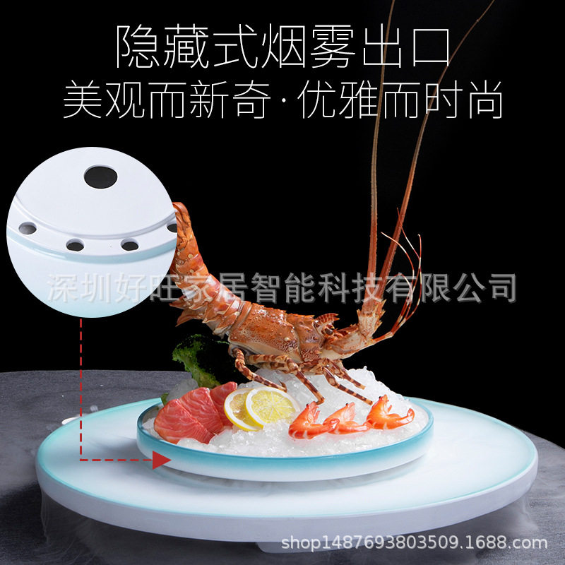 龙腾四海龙虾摆盘圆形陶瓷创意组合拼盘网红海鲜干冰刺身意境餐具