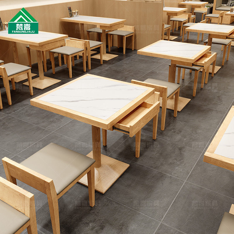 面馆米线店实木桌椅组合茶餐厅饭店卡座沙发日料店简餐店商用餐椅