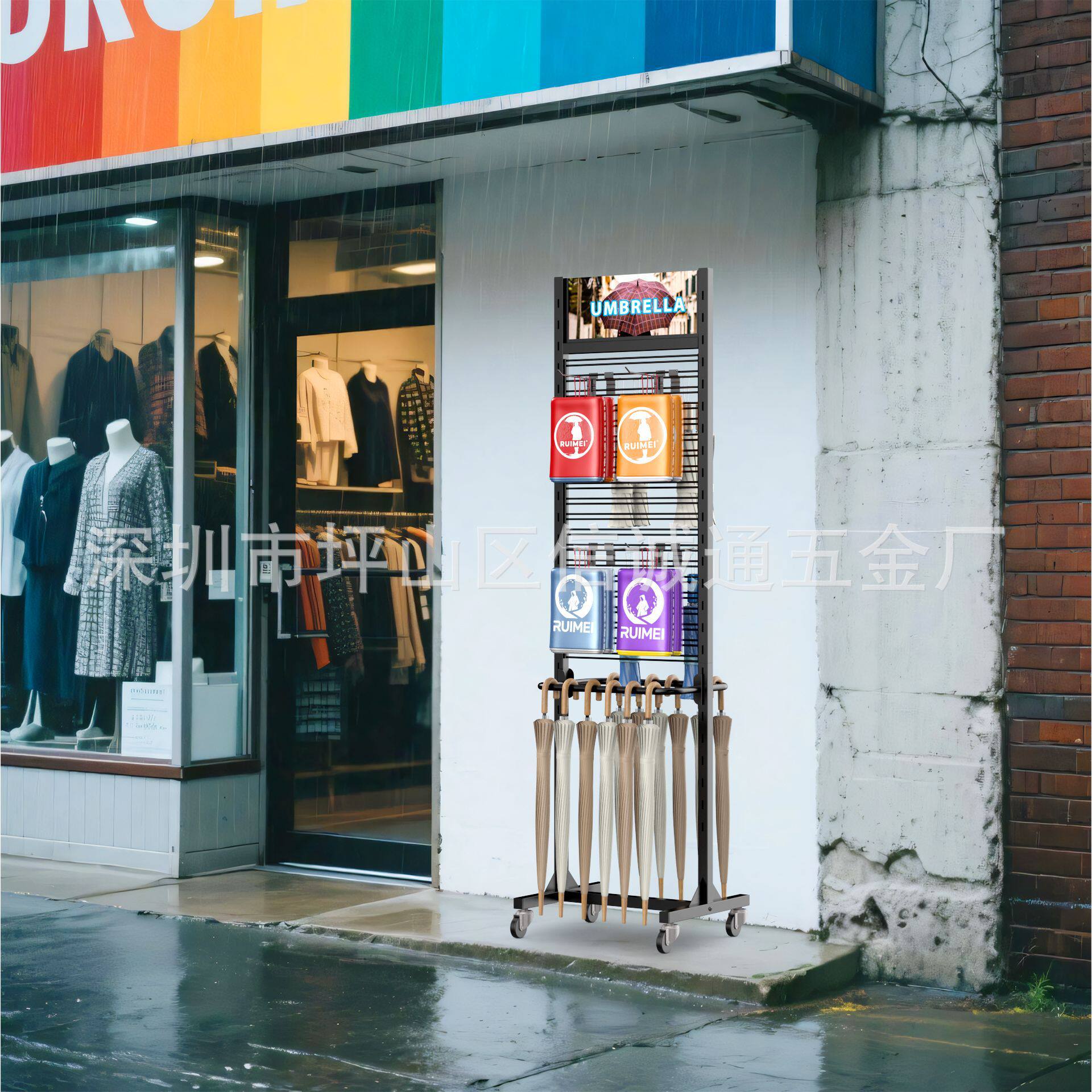 加工制作五金专用雨伞展示架折叠伞长把防晒伞写字楼酒店伞沥水架