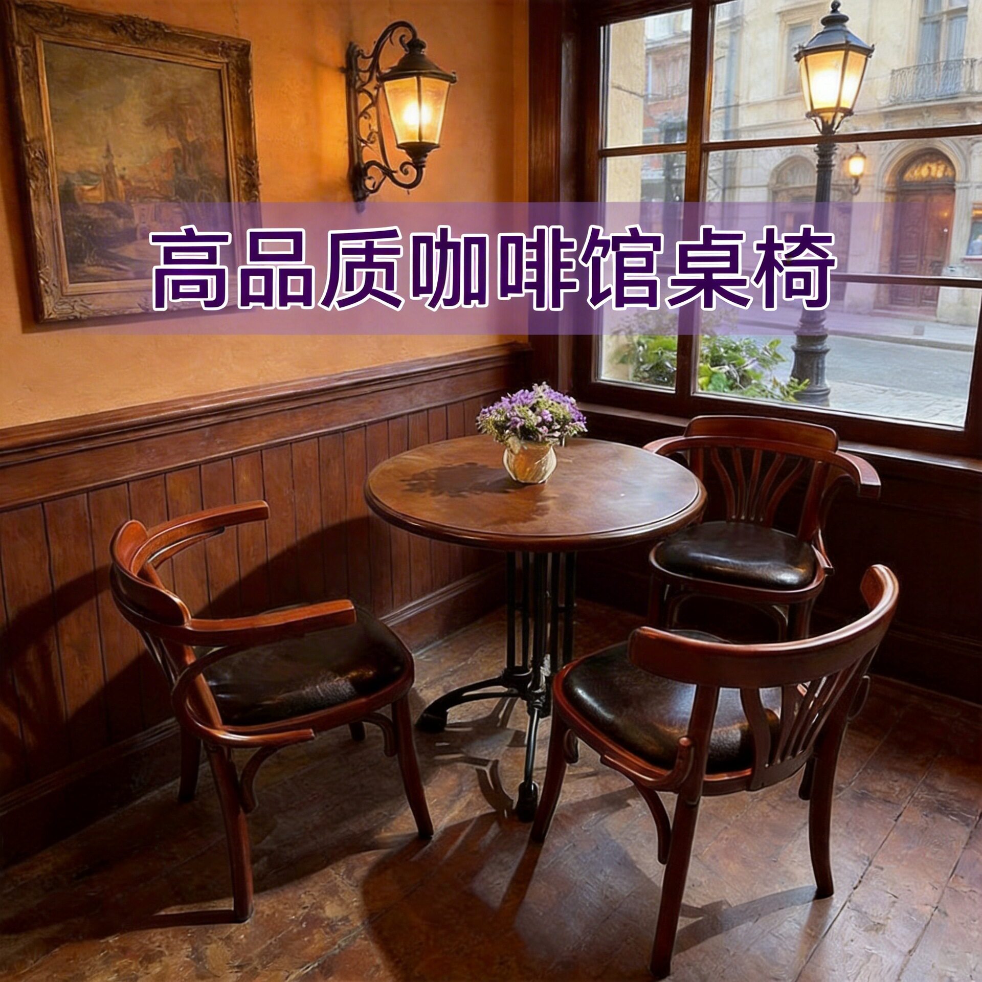 清吧椅子美式复古小酒馆民谣酒吧桌子咖啡店餐厅餐饮实木桌椅商用