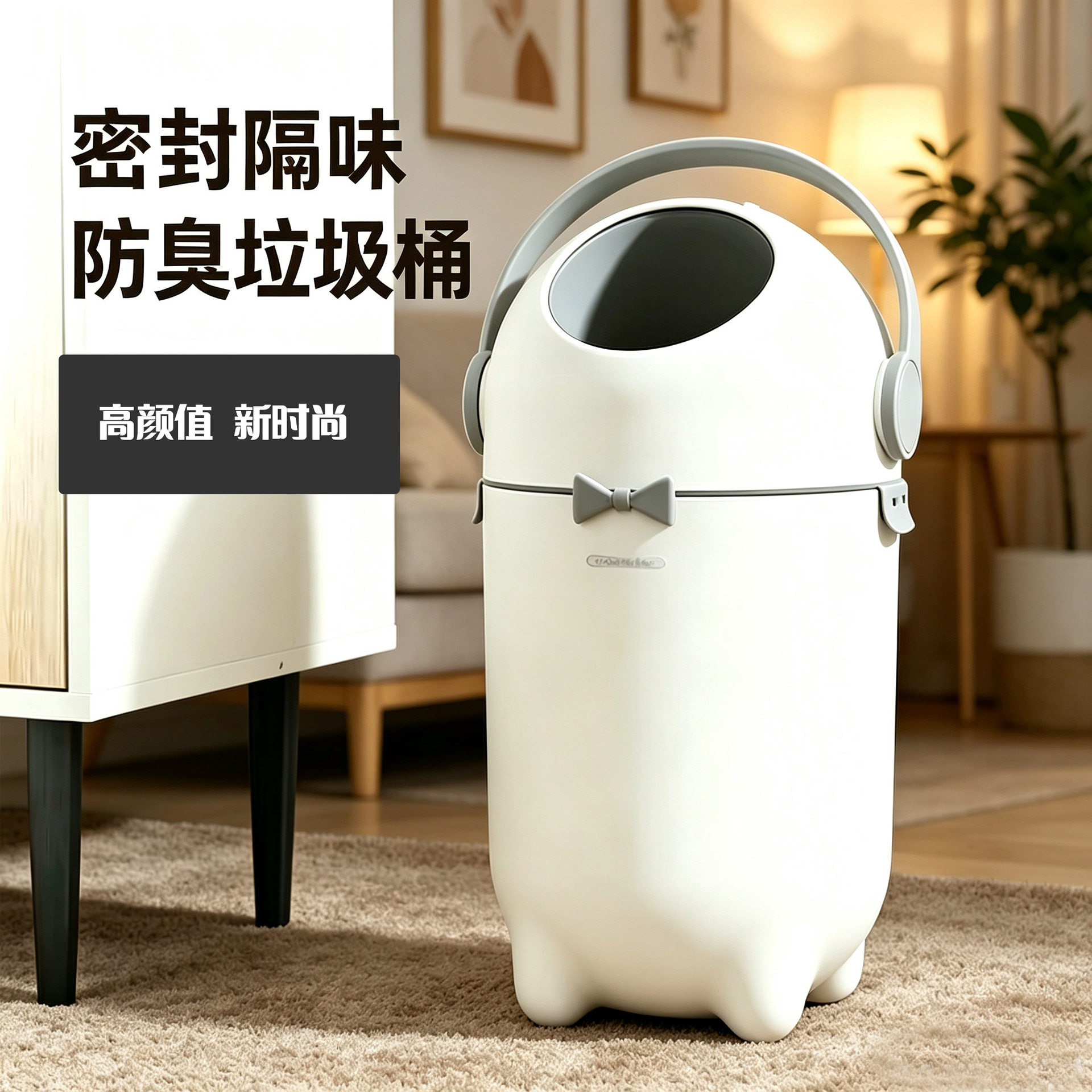 密封防臭垃圾桶家用高颜值无味垃圾桶带盖大容量宝宝尿不湿尿布桶