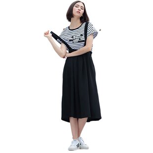 奈昕让您穿着漂亮个性化私人订制 119165 细条纹t恤短袖修身字母