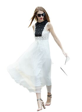 奈昕让您穿着漂亮个性化私人订制40046通勤淑女dress拼接网纱修身