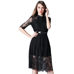 奈昕让您穿着好看个性化私人订制 5143蕾丝拼接收腰中长款女100cm