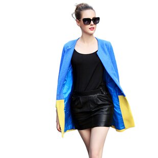 奈昕让您穿着漂亮个性化私人订制 91726 Woolen coat撞色拼接小清