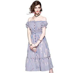 【限购一件体验价】奈昕让您穿着漂亮 35222 卍一字领衬衫连衣裙