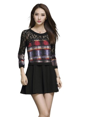 奈昕让您穿着漂亮个性化私人订制 90719 new dress通勤复古蕾丝拼