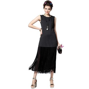 奈昕让您穿着好看个性化私人订制 2068夏日新装小码背心裙条纹网