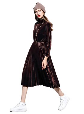 奈昕让您穿着漂亮个性化私人订制 124372 简约a款dress中腰长袖纯