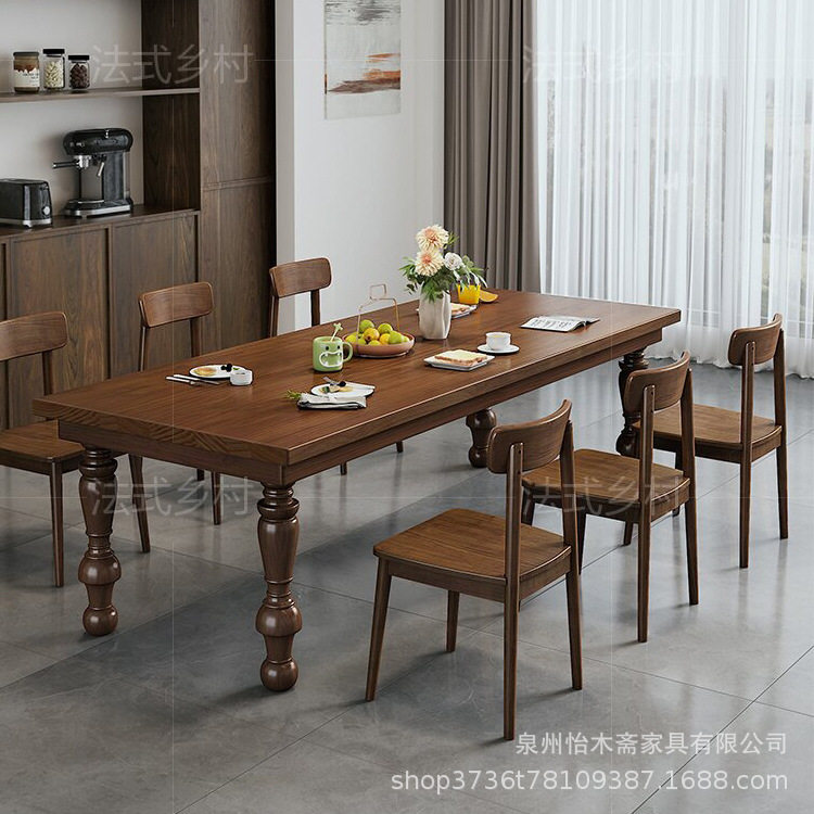 美式乡村复古实木餐桌电脑桌办公接待书桌家用多人罗马欧式餐台桌
