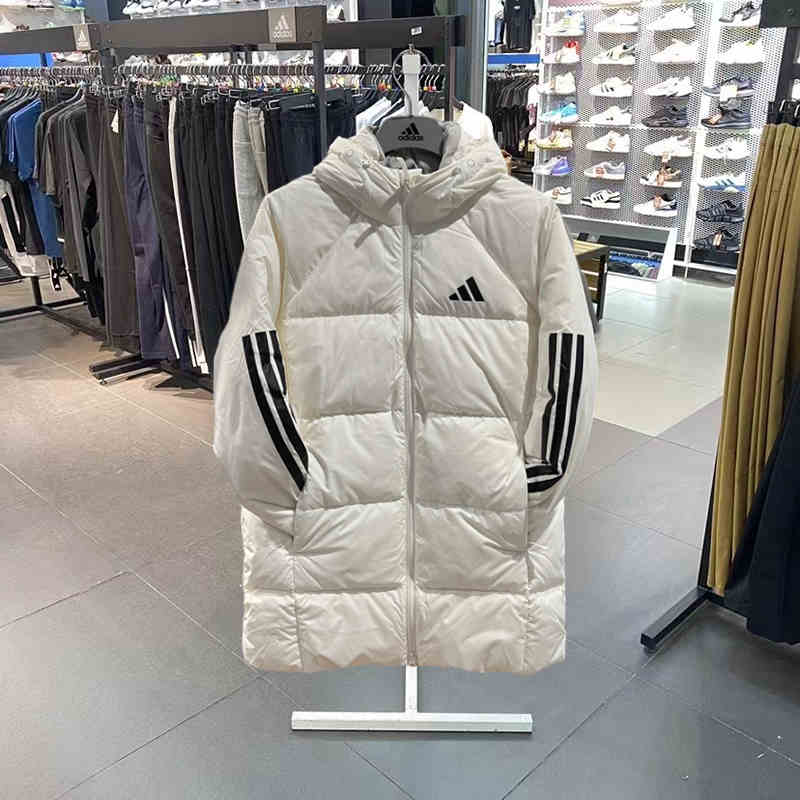 阿迪达斯女2024冬季中长防风保暖透气休闲羽绒长服JG3855 JG3856
