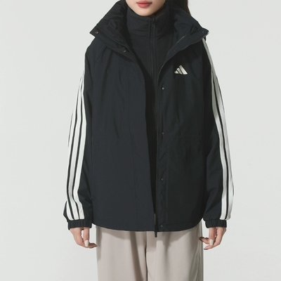 阿迪达斯女士三合一抓绒内胆连帽梭织夹克秋冬舒适保暖外套KB7591