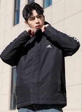 阿迪达斯连帽棉服外套男冬季新款3S HOODED JKT棉衣夹克男IP2537