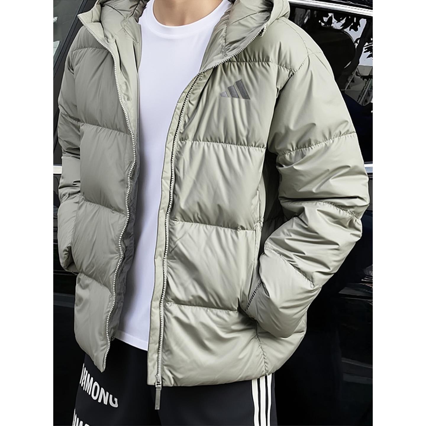 阿迪达斯男冬季新款美式复古连帽加厚篮球拒水羽绒服外套KC2479