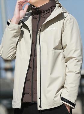 阿迪达斯男三合一夹克连帽加厚保暖鹅绒羽绒服外套IL8969 IL8972