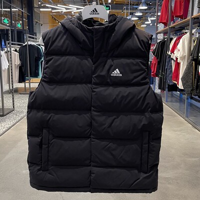 阿迪达斯2023秋冬季羽绒马甲男装运动服羽绒背心无袖外套 HG6277
