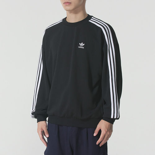 Adidas阿迪达斯三叶草男子圆领卫衣三条杠舒适运动套头衫JN9786