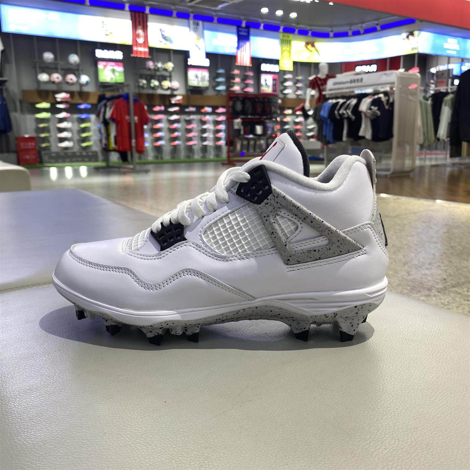 耐克JORDAN  AJ4白水泥灰经典中帮复古橄榄球休闲鞋HQ0207-106