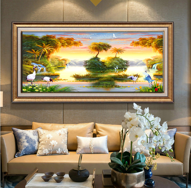 客厅油画欧框画装饰画民宿油画酒店式公寓油画无框画沙发配画