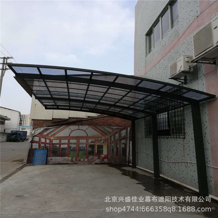 海子角小区充电桩自行车棚学校防晒遮雨车棚铝合金车棚耐力板雨棚