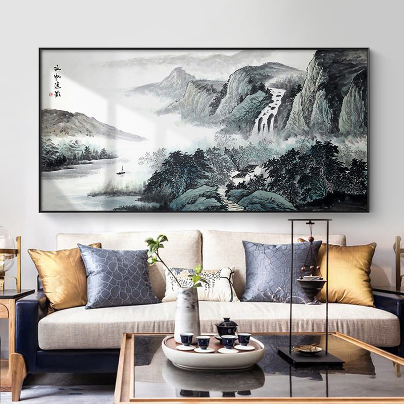 喷绘客厅山水画现代新中式装饰画办公室挂画中式家居墙面装饰壁画