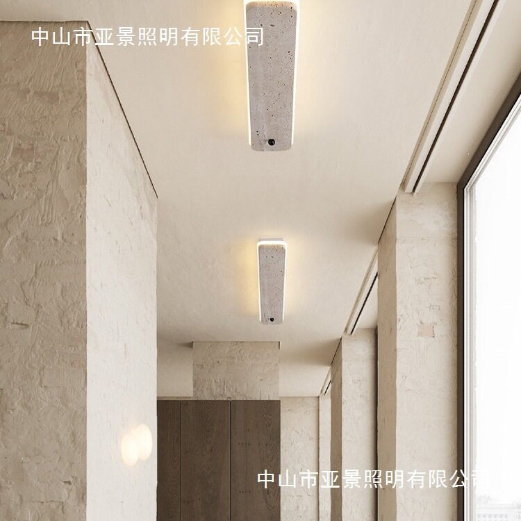 设计师长条黄洞石过道吸顶灯入户阳台卧室走廊人体感应led玄关灯