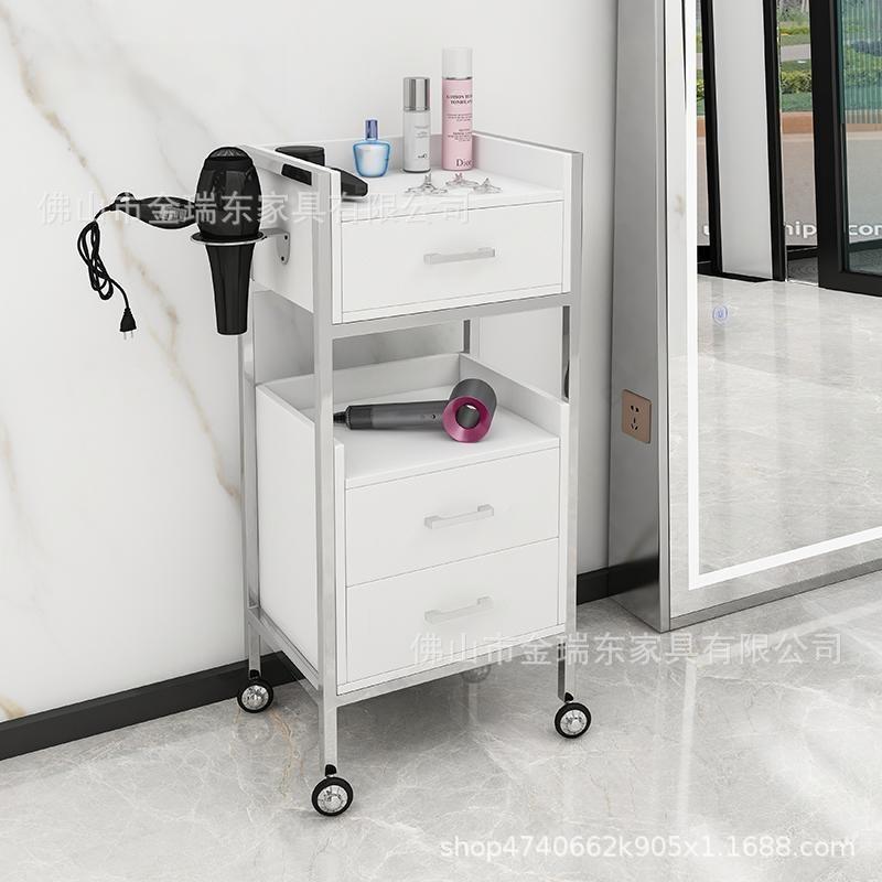 白色理发店推车发廊收纳置物架储物推车美发工具柜salon trolly