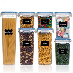 PP密封罐厨房五谷杂粮收纳盒保鲜储物罐7件套分装密封套装极简