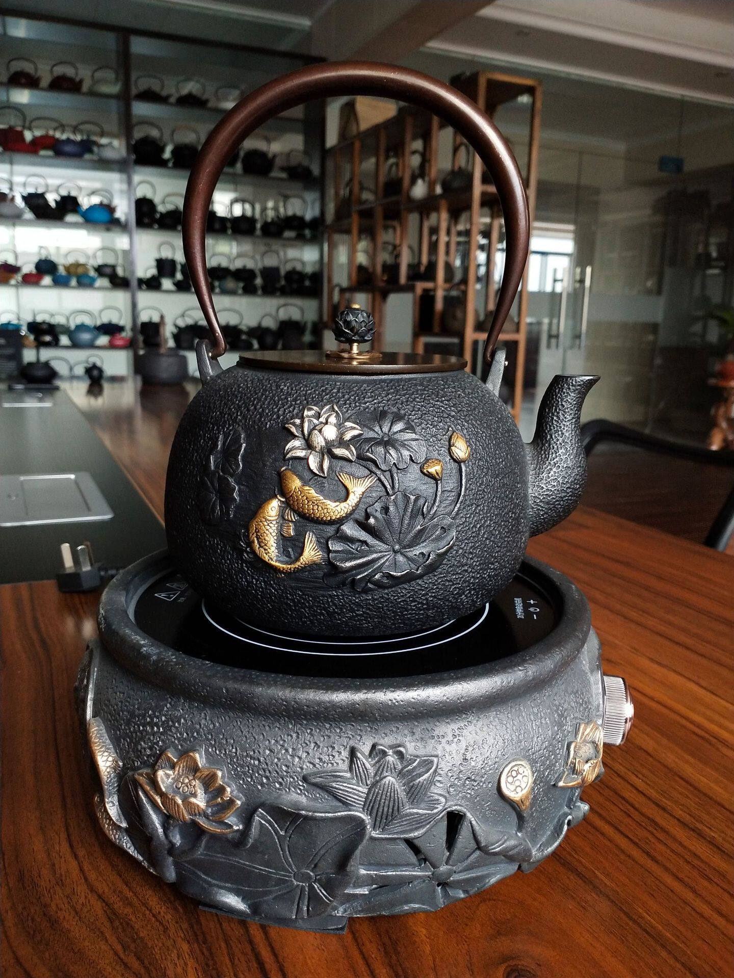 铁壶铸铁泡茶烧水壶电陶炉煮茶器铁茶壶煮水壶复古套装白瓷