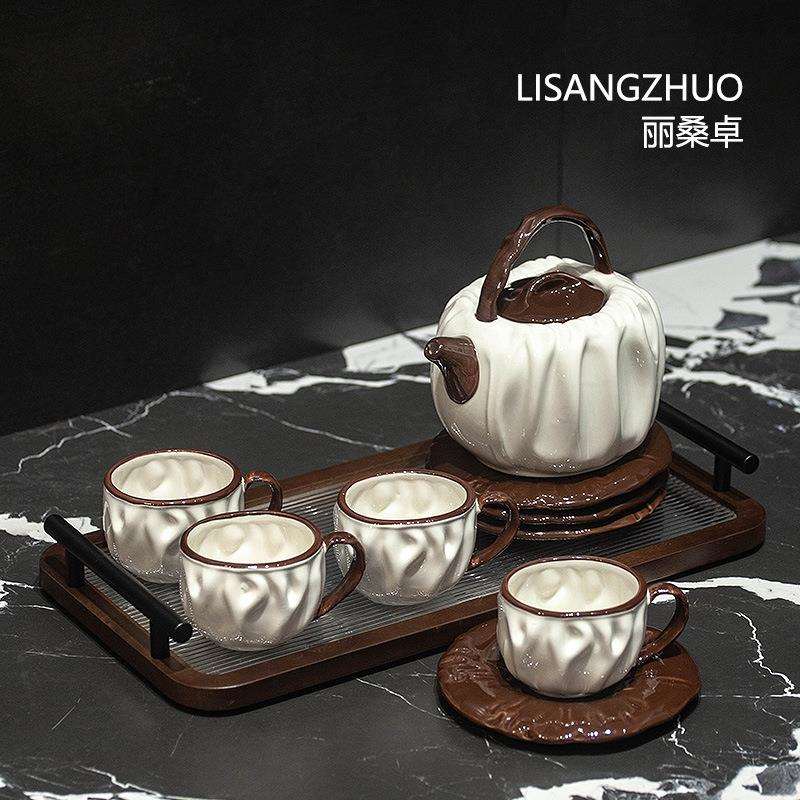 法式复古花草茶具下午茶茶杯茶壶加热底座水果茶壶套装家用待客